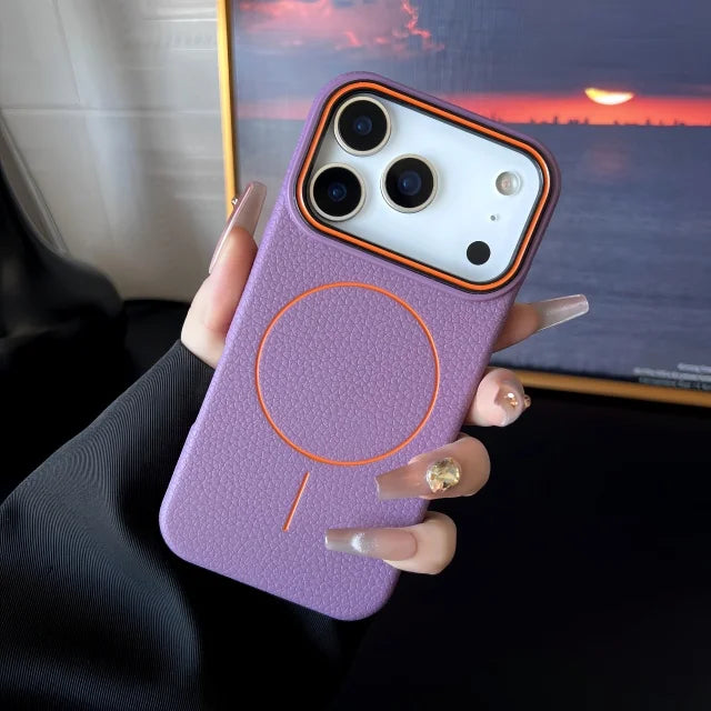 For Luxury Litchi Texture Silicone Magsafe Magnetic Phone Case For iPhone 17 Air 15 13 12 11 Pro Max Bumper On 16 Pro Max Cover