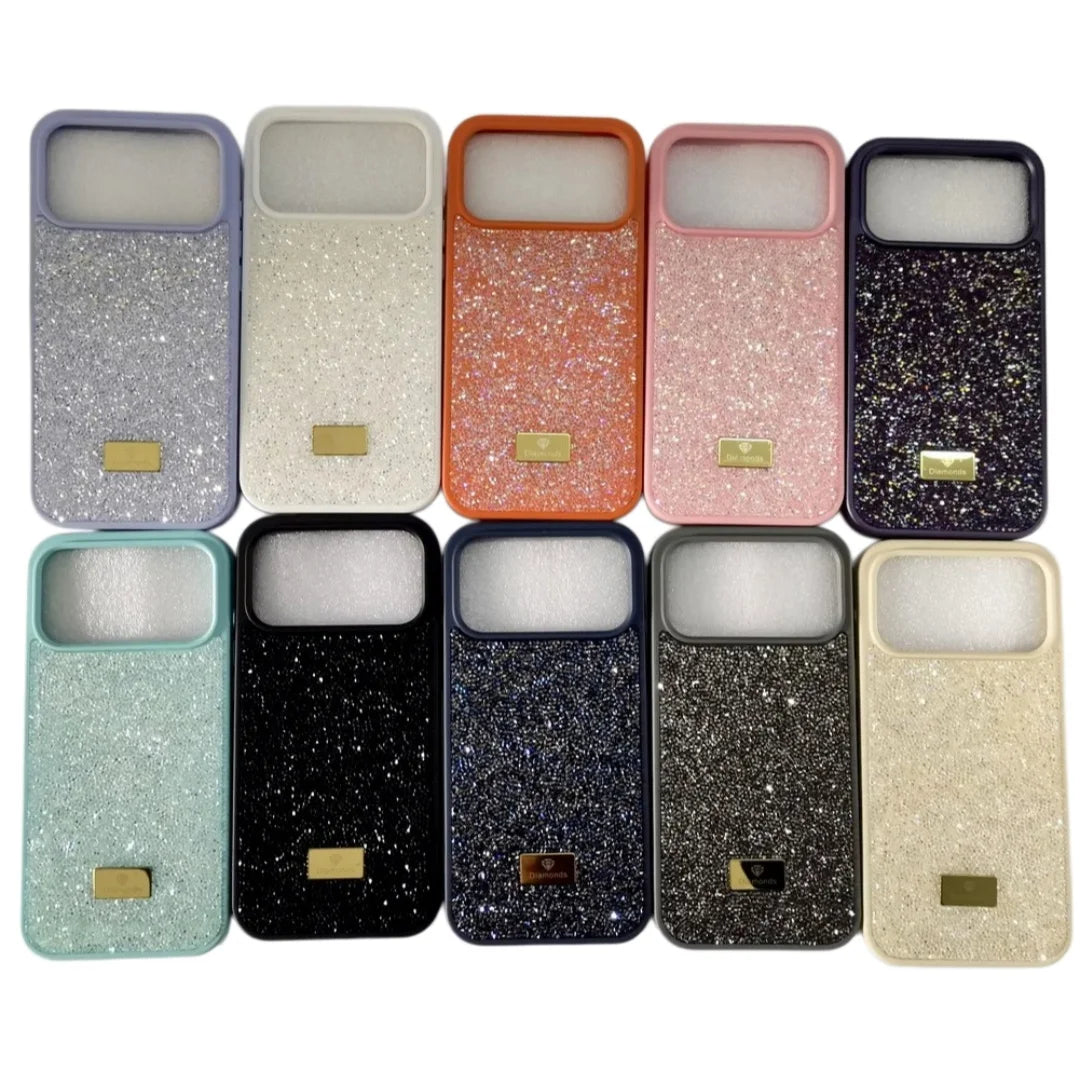 Gold Diamond Bling Multicolored Rhinestones Case For iPhone 17 16 15 14 Plus+ 13 12 Pro Max 17e 16e Air Glitter Protection Cover