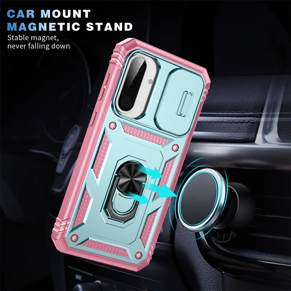 360 Ring Holder Kickstand Slide Camera Protection Phone Case For Samsung Galaxy A56 A55 A54 A53 A36 A35 A26 A25 A17 A16 A15 A06