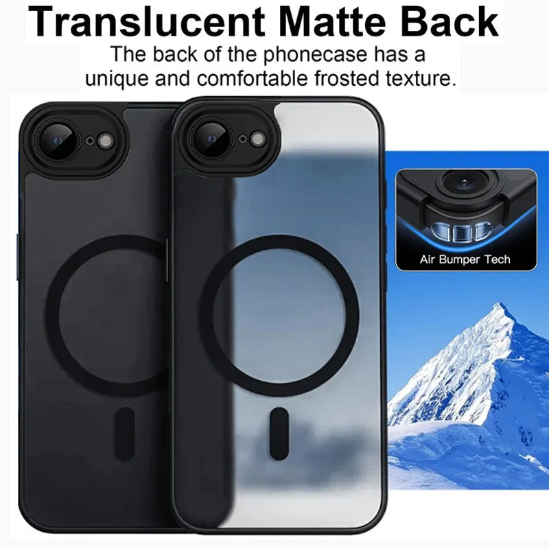 Luxury Semi Transparent For Magsafe Magnetic Phone Case For iPhone 17E 17 16E 16 15  Pro Max Frosted Hard Shockproof Back Cover