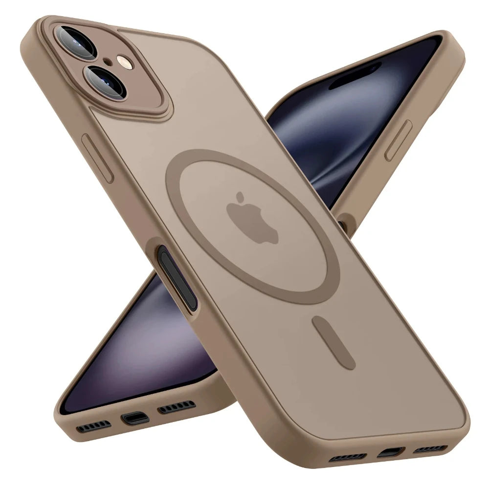 Luxury Frosted Phone Case For iPhone 11 12 13 14 15 16 17 Pro Max 16 15 Plus 17 Air For Magsafe Matte Transparent Magnetic Cover