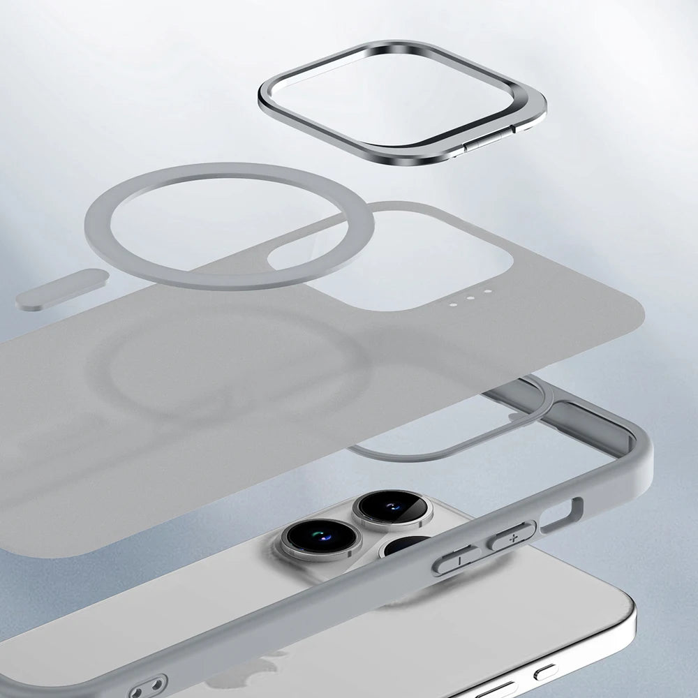 Shockproof Armor Matte Case For iPhone 17 16 15 14 13 12 11 Pro Max 16Pro iPhone16 Magsafe Mag Safe Wireless Charge Stand Cover