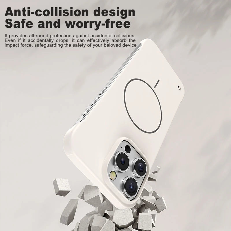 Ultra Thin PC Matte Frameless Case For Magsafe iPhone 17 Air 16E 16 15 14 13 12 11 Pro XR XS Max Plus Magnetic Shockproof Cover