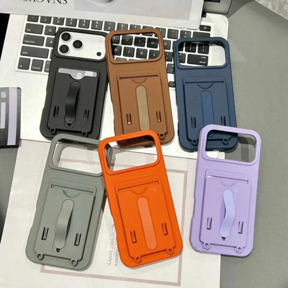 Luxury Card Wallet Slot Stand Holder Colorful Case for iPhone 17 Pro Max Air 16 Plus 11 12 13 14 15 Pro Bracket Shockproof Cover