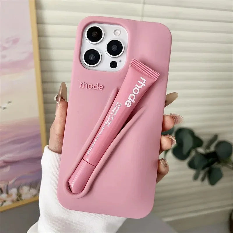 Brand Soft Silicone Case for IPhone 17 16 15 14 13 12 11 Pro Max Plus Air Lipstick Portable Phone Case Without Lip Gloss and Box