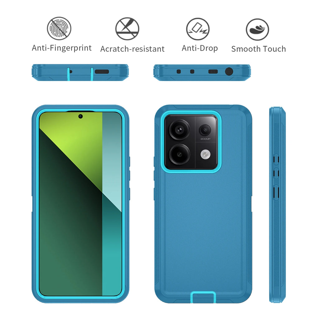 Armor Shockproof Cover For Xiaomi Poco X6 5G M6 Redmi Note 13 Pro Anti-Scratch Rugged Protective Cove For Redmi Note 13 Pro+