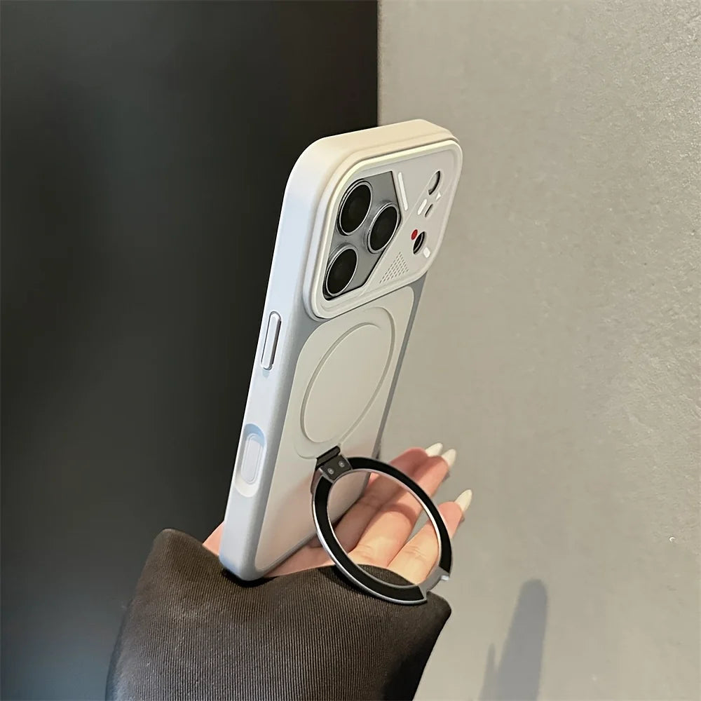 Armor Metal Ring Bracket For Magsafe Magnetic Phone Case For iPhone 17 Air 16 15 14 Plus 13 12 11 17 Pro Max Matte Bumper Cover