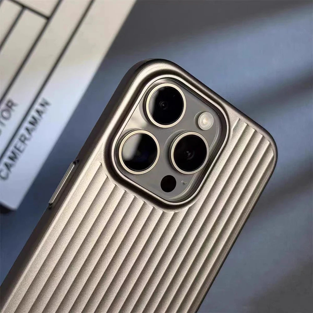 Premium Embossed Stripe Protective Case For iPhone 17 Air 16 15 14 13 12 11 17 Pro Max Slim Grip Texture Protective Case