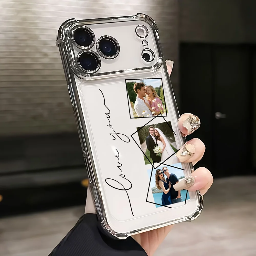 DIY Customized Photo Electroplated Phone Case For iPhone 17 16 15 14 13 12 11 Pro Max Plus 17Air 16e Shockproof Clear Back Cover