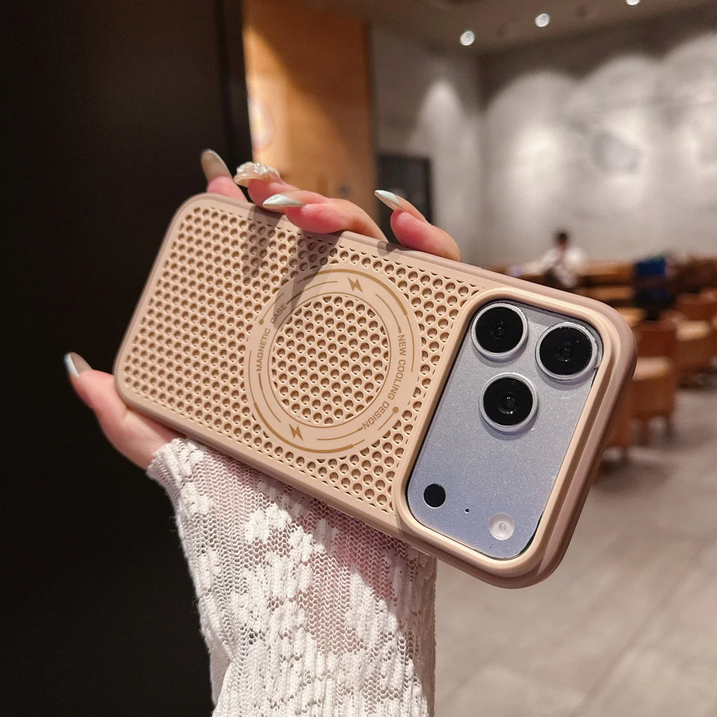 Q8 Cooling Heat Dissipation Magnetic Phone Case For iPhone 17 16 15 14 13 Pro MaxBreathable Back Cover For Magsafe Funda