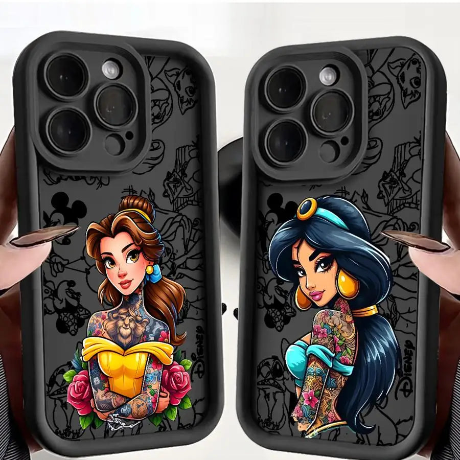 Disney Tattoo Princess Phone Case for iPhone 17 Pro Max 13 12 11 16e XS XR 17e 17 Air 15 16 14 Plus Soft Cover