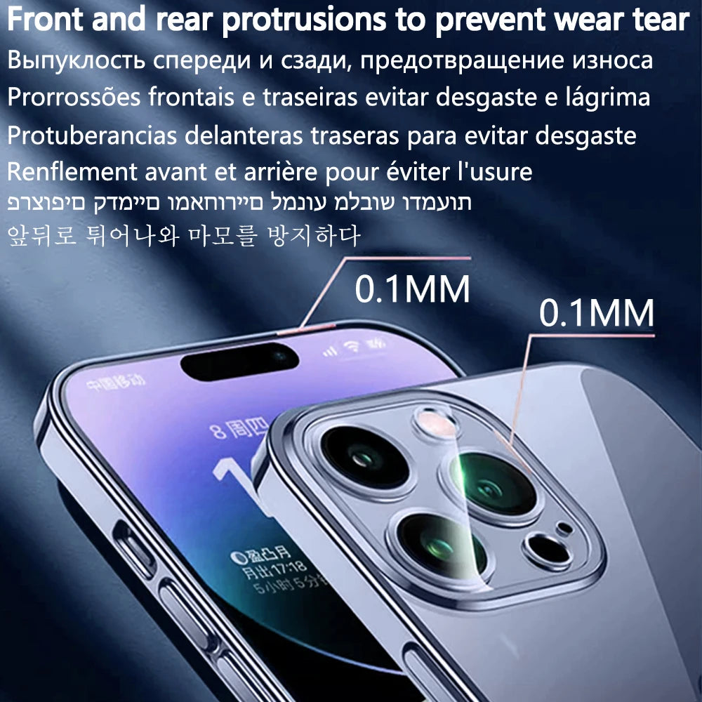 Luxury Wireless Magnetic Cover For Apple Original Magsafe Case Iphone 16 15 13 12 11 Pro Max 14 Plus Plating Clear Lens Protecto