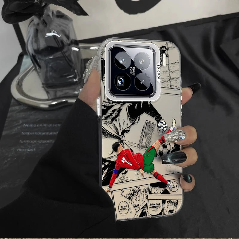 Football Star Comic Print Frosted Case for Xiaomi Mi 15 15T 14 Ultra 14T 13T 12T 11 Lite POCO F6 F5 X8 X7 X6 Pro Max Hard Cover
