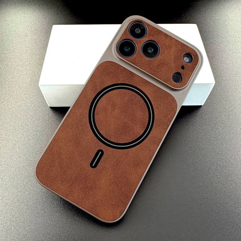 Luxury Retra Faux Leather Case For iPhone 17 16 15 14 13 Pro Max 17Pro 16Pro 15Pro 14Pro 13Pro for Magsafe Wireless Charge Cover