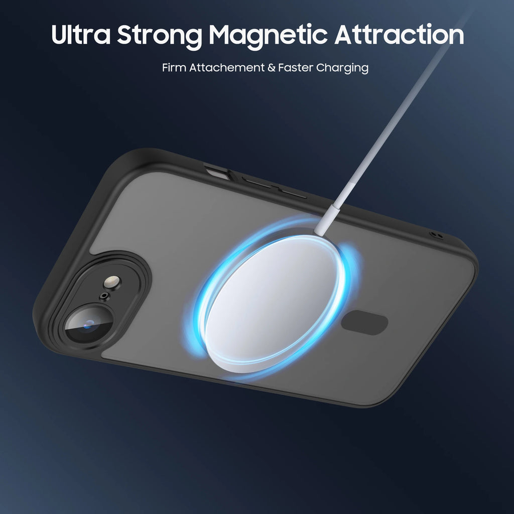 Magnetic Magsafe Wireless Charge Case For iPhone 16e Hybrid Shockproof Cover For iphone 16e Translucent Hard Back Silicone Shell