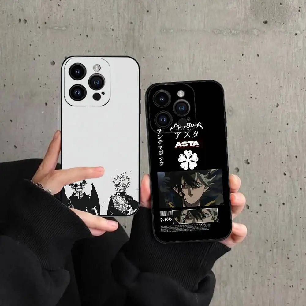 C-Clovers-Astas-Black Phone Case Phone Case For Iphone 17 16 15 11 13 14 Pro Max X Xr Xs Max 12mini Black Shell Cover Case