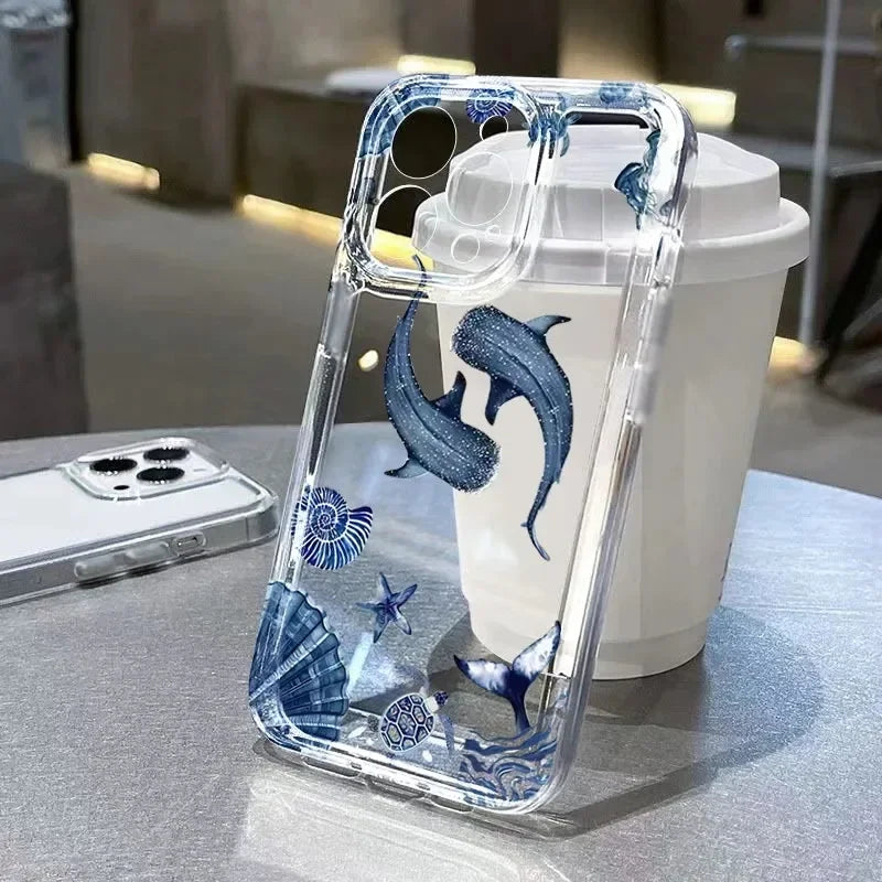 Cute Ocean Animal Shell Whale Turtle Case For Xiaomi Redmi Note 15 14 13 12 11 Pro Plus Redmi 15C 13C 14C 12C A5 Clear TPU Cover