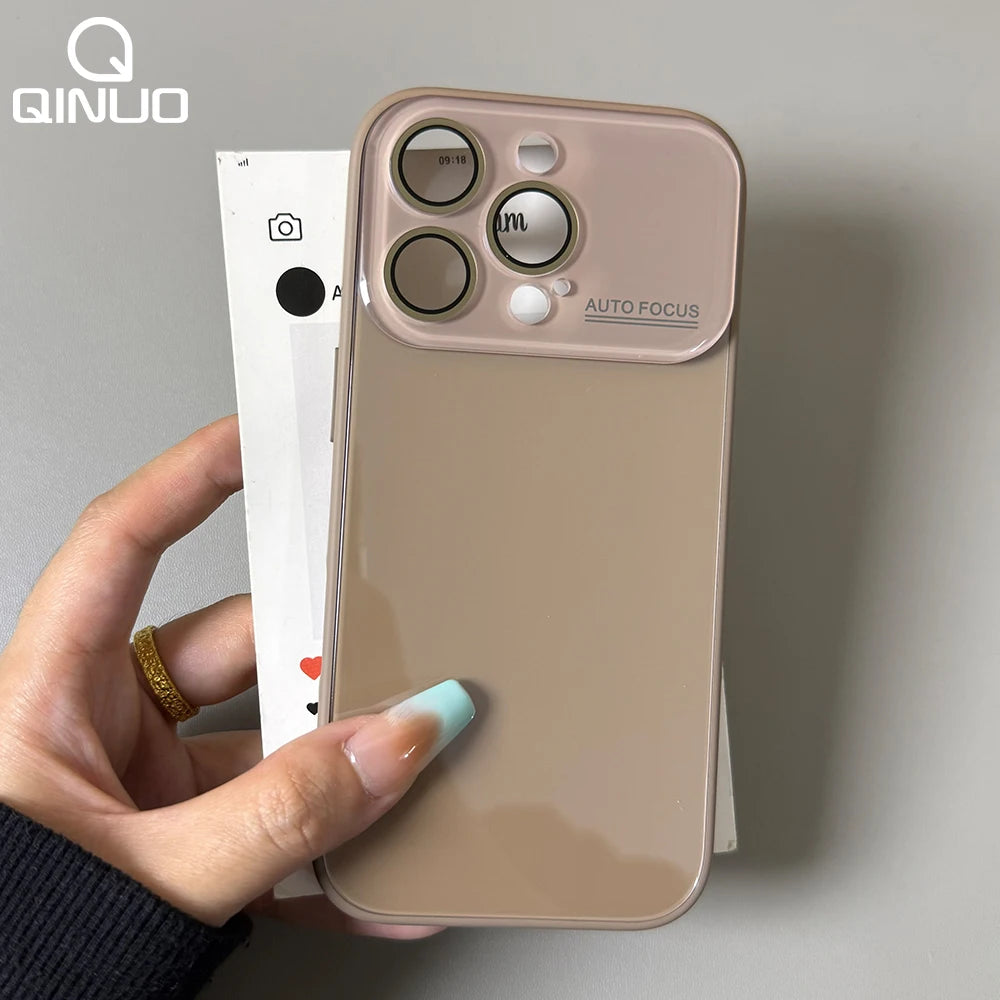Original Large Window Phone Case For iPhone 17 16 15 14 13 12 11 Pro Max Makaron Candy Color Camera Protection Glossy Hard Cover