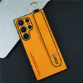 Suede Lambskin Leather Wrist Strap Phone Case For Samsung S26 Ultra S24 S23 S22 S21 Plus Shockproof Cover For Samsung S25 Ultra