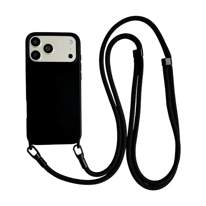 Official Lanyard Case For iPhone 17 Pro Max 14 12 11 13 15 16 Plus 17 Air Shockproof Candy Crossbody Neck Cord Strap Soft Cover