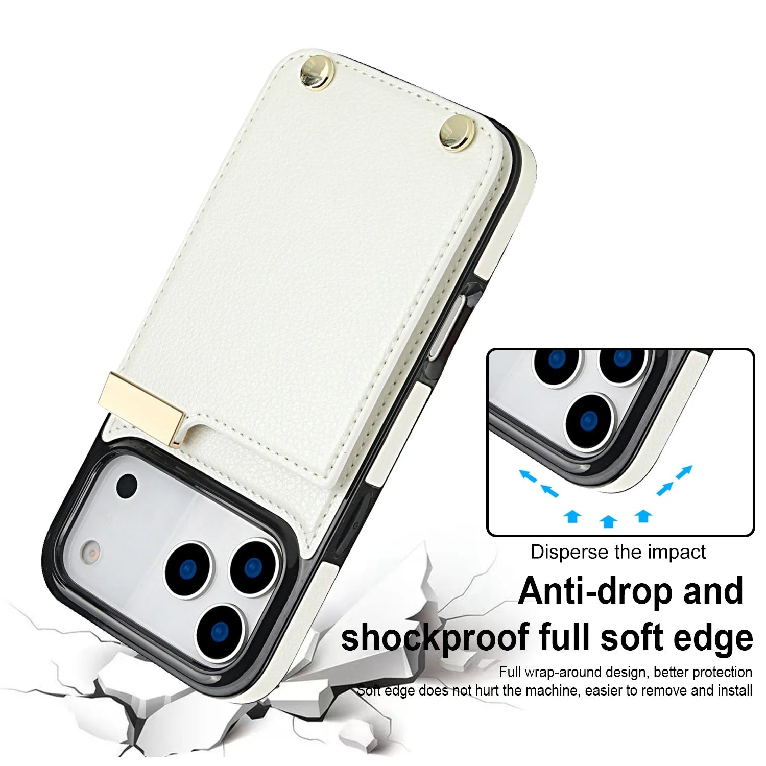 Two Layer Card Pockets Hardware Buckle Leather Case For iPhone 17 11 12 13 14 15 16 Pro Max XR X XS 7 8 Plus 16e 17 Air Cover
