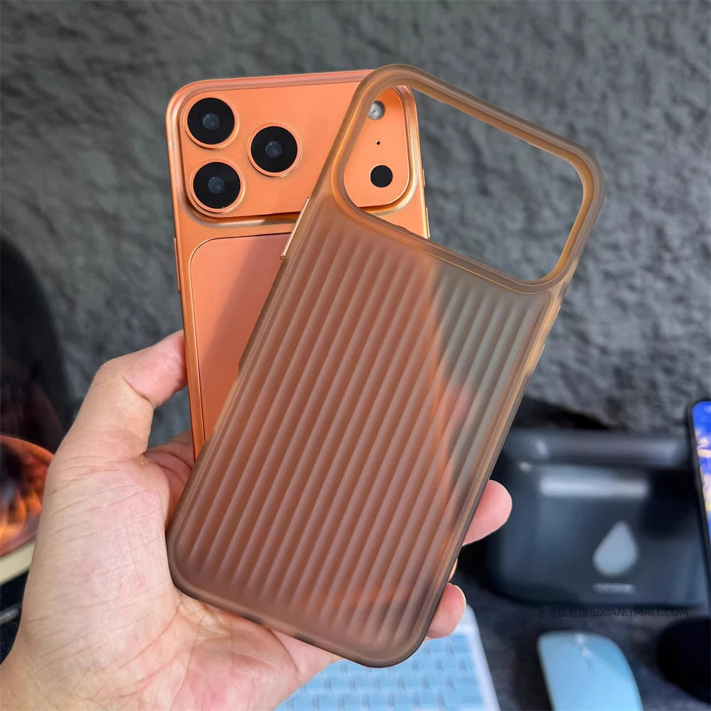 Luxury Corrugated 3D Stripes Matte Case For iPhone 17 Pro Max Air 16 15 14 13 12 Soft Edge Silicone Shockproof Bumper Back Cover
