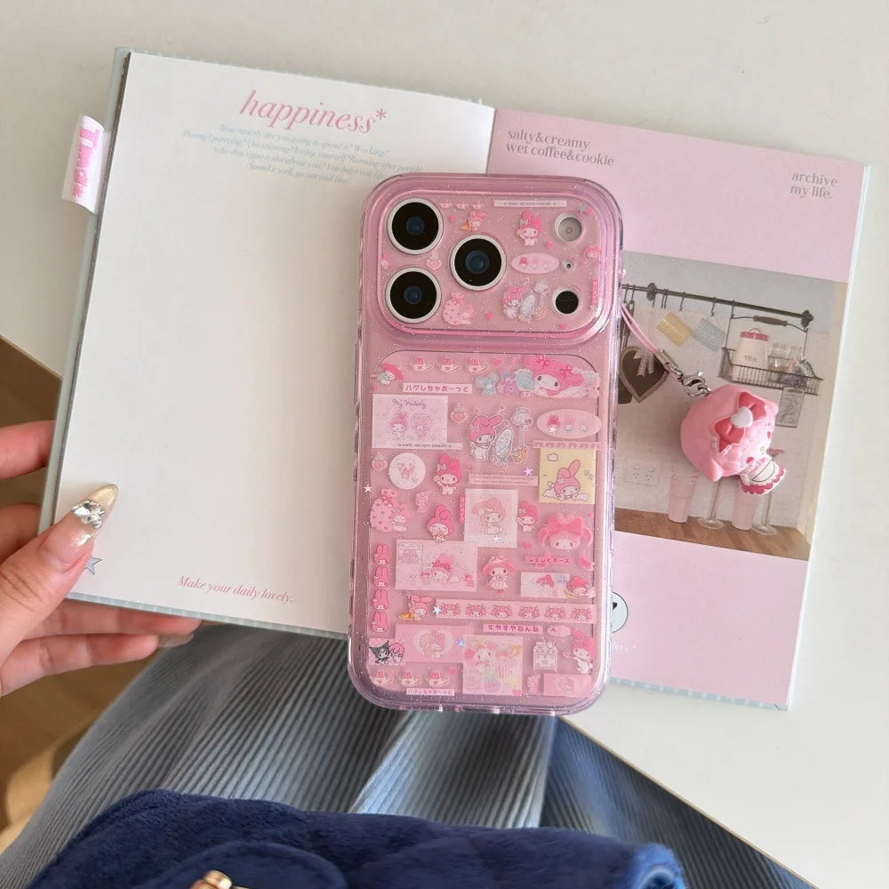 Luxury Double Layer Collage Melody Hot Sale Phone Case For iPhone 17 Pro 15 Pro 14 16 Pro Max Shockproof Protective Cute Cover