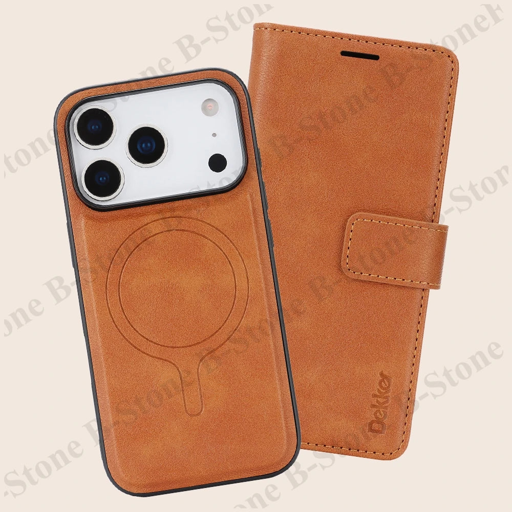 2 In 1 Leather Flip Case for Iphone 17 Promax 16 Pro Max 15 Plus 14 13 12 17E 16E Pm Magnetic Cash Card Holder Wallet Phone Case