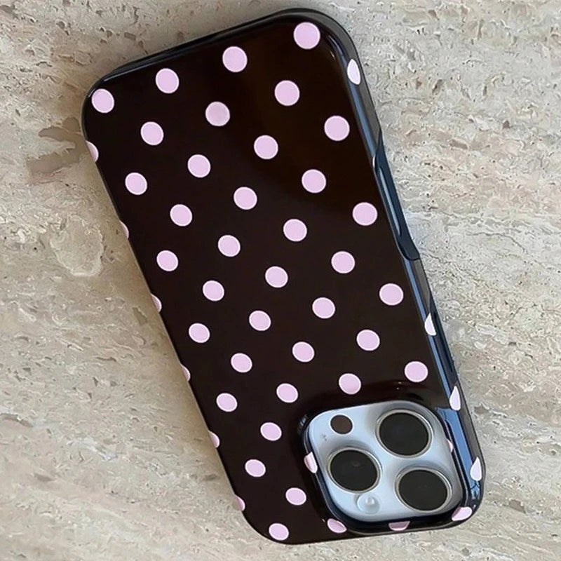 Jelly black polka dot TPU phone case suitable for iPhone 17 16 15 14 13 12 11 Pro/Max/Plus anti drop and shockproof back cover