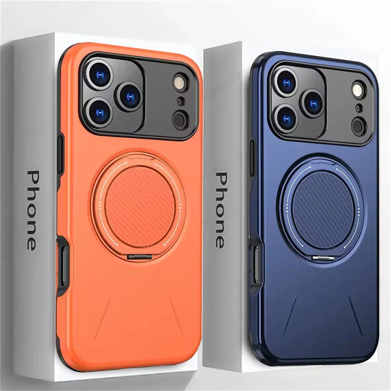 360° Magnetic Bracket Phone Case For iPhone 17 16 15 14 13 12 11 Pro Max Air 5G For Magsafe Shockproof Stand Holder Cover Funda