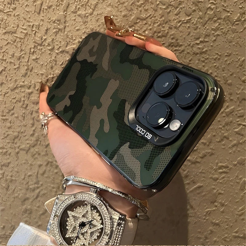 Luxury Green Camouflage Pattern Phone Case For iPhone 17 11 13 14 12 15 16 Pro Max XS X XR 7 8 Plus SE2 Shockproof Bumper Cover