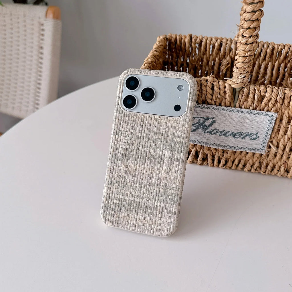 Fashion Warm Woven Pattern For Magsafe Magnetic Case For iPhone 17 16 15 Plus 14 13 Pro Max Plaid Cloth Wireless Charge Cover