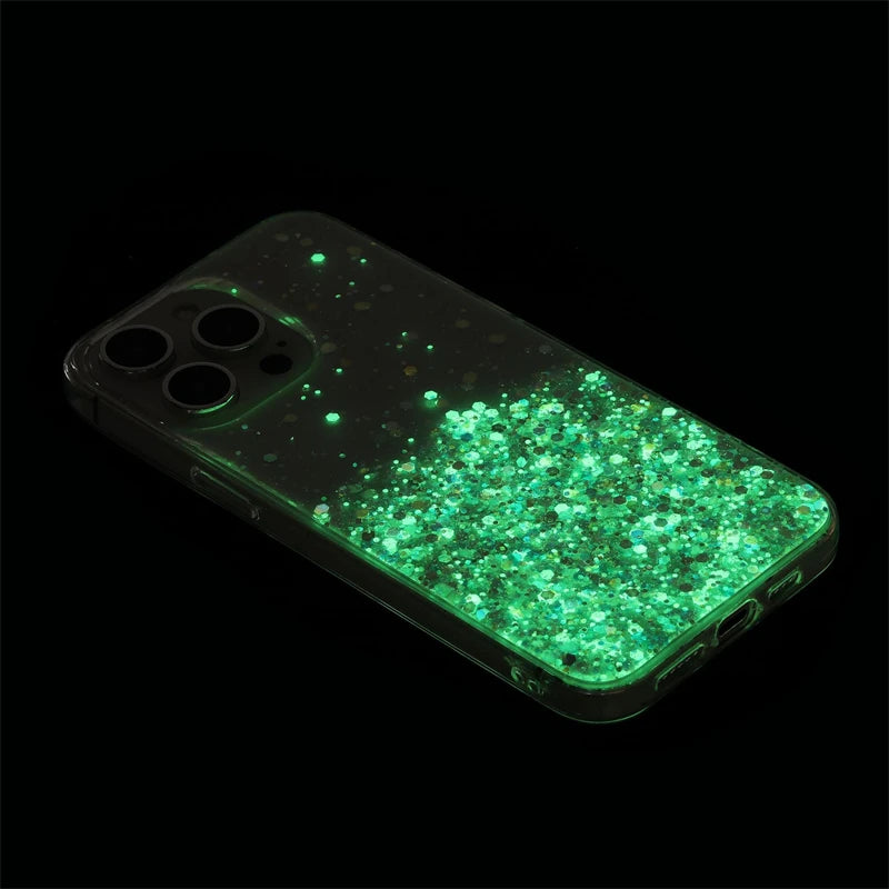 Glitter Night Glowing TPU Soft Case for IPhone Air 17 16 15 13 12 11 Pro Max 14 Plus 17Pro 16Pro I Phone Liquid Quicksand Cover