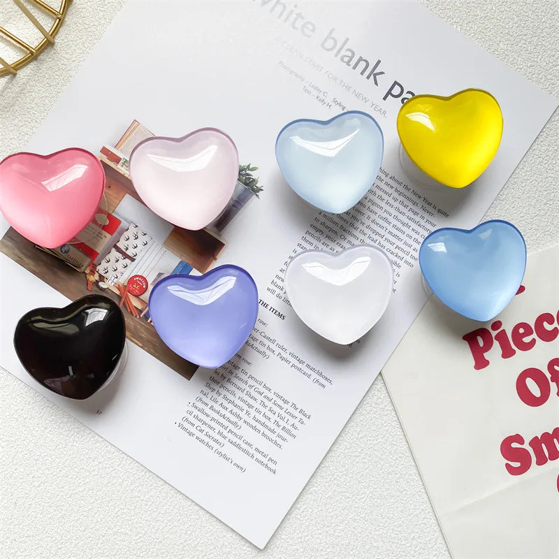 Heart Shape 3D Crystal Foldable Finger Ring Griptok Phone Holder for iPhone Samsung Support Socket Pocket Grip Tok Stand Bracket