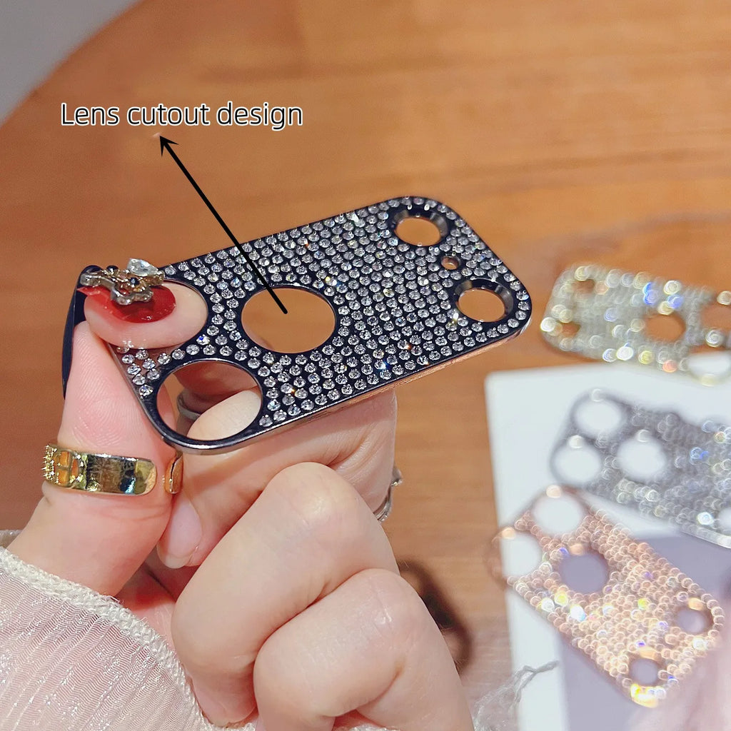 1Pcs Bling Diamond Camera Lens Protector Case For IPhone 17 Pro 16 17 14 13 promaxAir Rhinestone Glitter Metal Screen Protectors