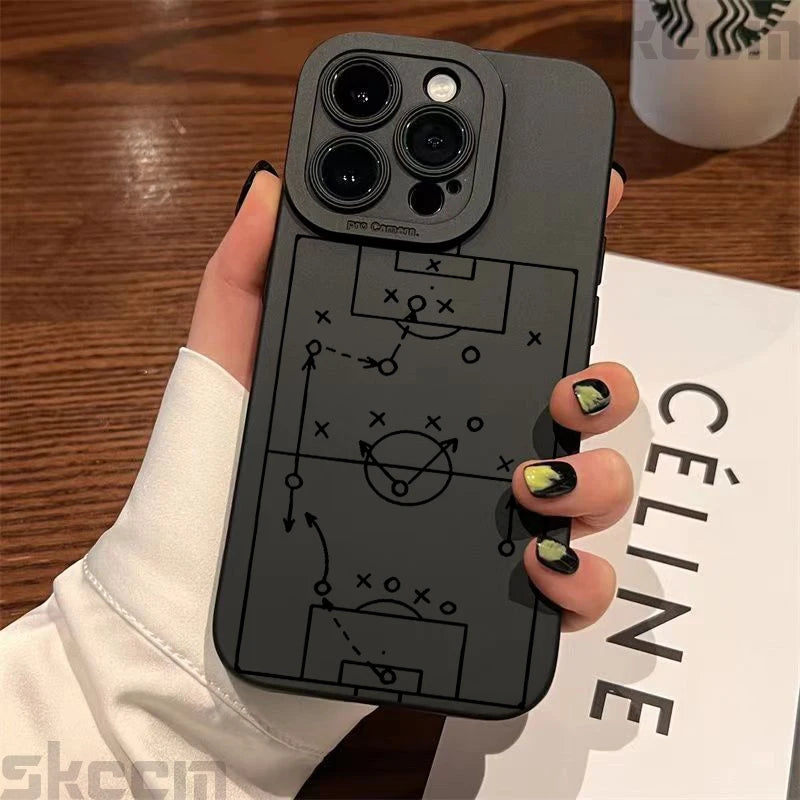 Case For iPhone 17 16 15 14 13 12 11 Pro Max 16E XS X XR 7 8 Plus Cases Football Basketball Tactical Board Pattern Phone Cover