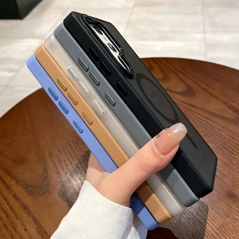 Luxury Matte Clear Magnetic Case for Samsung Galaxy S25 S24 S23 Ultra Plus S24FE  Wireless Charge Shockproof Bumper Cover