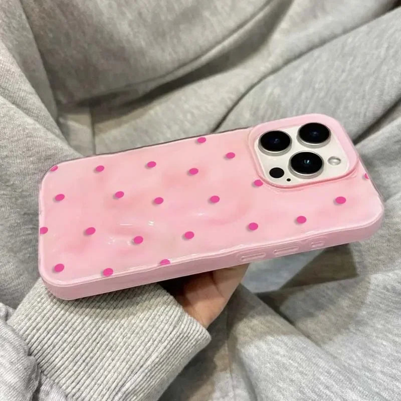 Simple Solid Color Polka Dot Phone Case For iPhone 17 16 15 14 13 12 11 Pro Max Plus 17Air Shockproof Anti-fall Protective Cover
