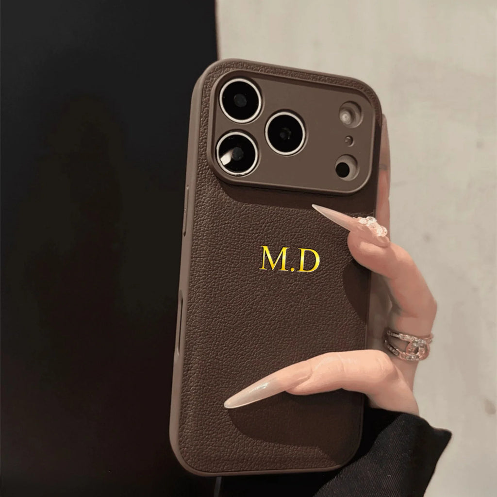 Personalise Gold Silver Initial Letters Leather PU Soft Case For Iphone 14 13 12 15 16 17 Pro Max 17 air 15 16 Plus Luxury Cover