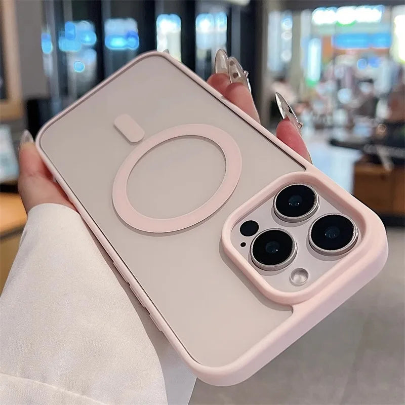 For iPhone 13 12 11 Pro Xs Max X XR 7 8 Plus SE 2020 2022 Magsafe Phone Case Clear Acrylic Magnetic Wireless Charging Back Cover
