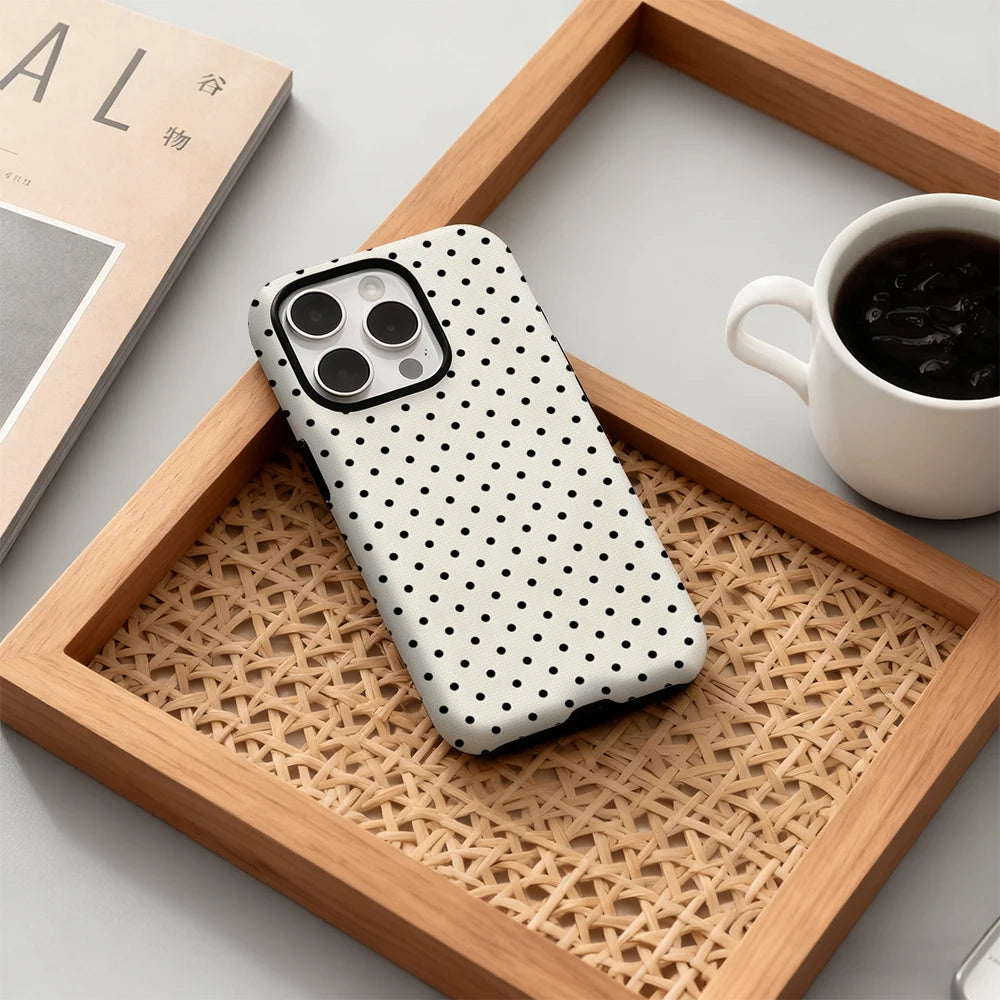 Classic Black Polka Dots Cream IPhone17 Must-Haves Phone Case for IPhone 17 16 15 14 13 12 Pro Max Plus Double-layer Back Cover