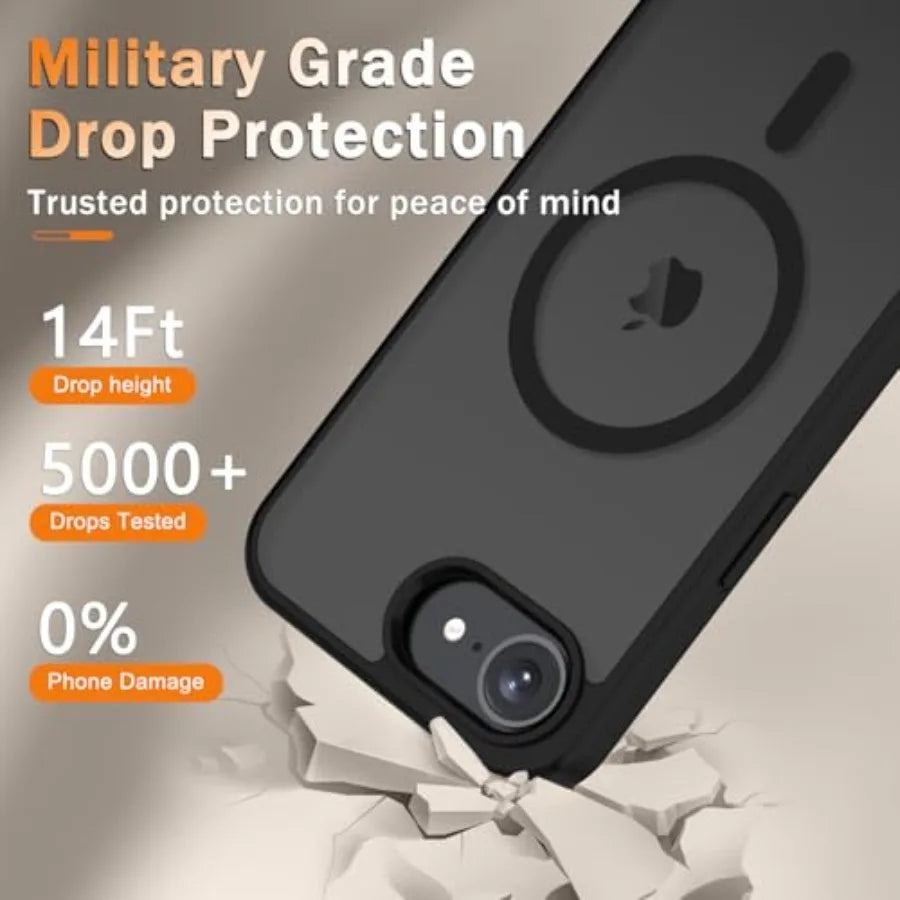 for iPhone 17e Case, iPhone 16e Case, Matte Magnetic Phone Cover [with 1 Screen Protector] [Support for MagSafe] [Shockproof Mi