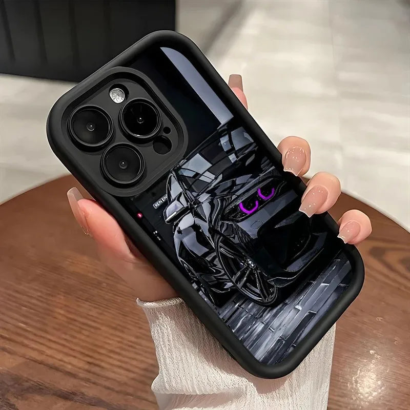Fashion Black Sports Car Phone Case For Samsung Galaxy A17 A07 A06 A26 A16 A06 A35 A55 A25 A15 A54 A34 A36 A24 4G 5G Back Cover