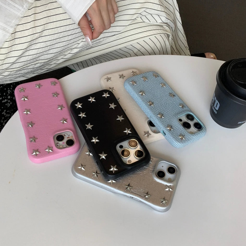 Advanced Stereoscopic Metal Stars Cowboy Pattern Leather Shockproof Protective Cover Case for iPhone 17 16 15 14 13 Pro Max