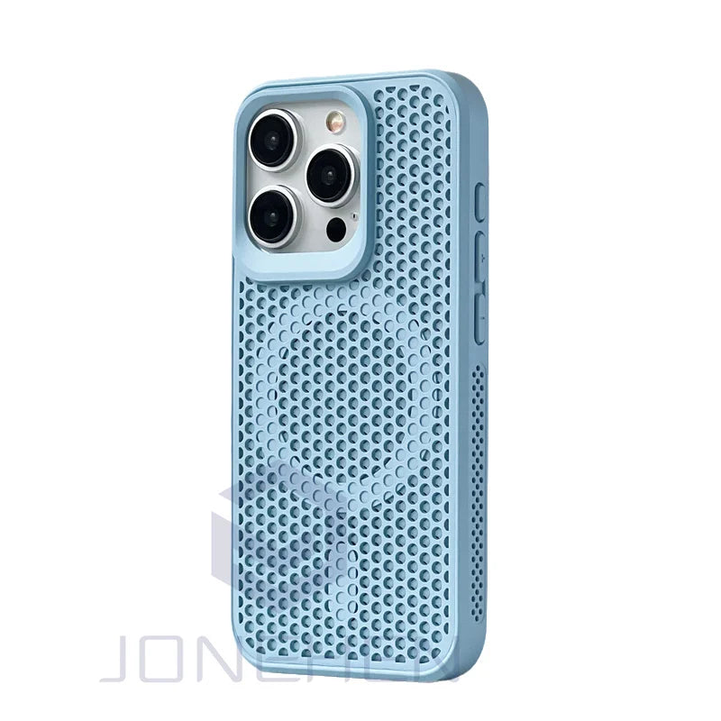 Heat Dissipation For Magsafe Magnetic Case For iPhone 16 15 14 13 12 17 Pro Max Luxury Cooling Breathable Wireless Charge Cover