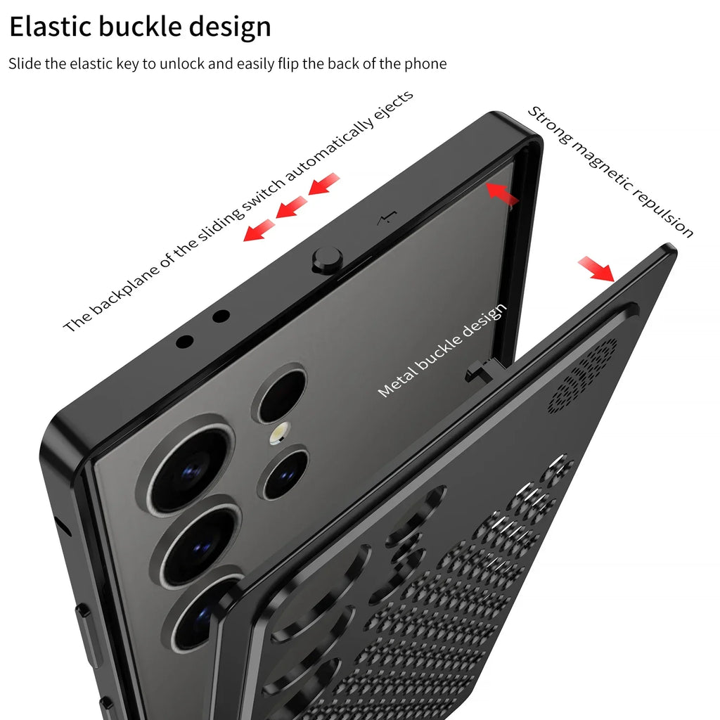 S24 S25 Ultra Heat Dissipation Aluminum Metal Phone Case For Samsung Galaxy S25 S24 S23 Ultra Cover Cooling Aromatherapy Armor