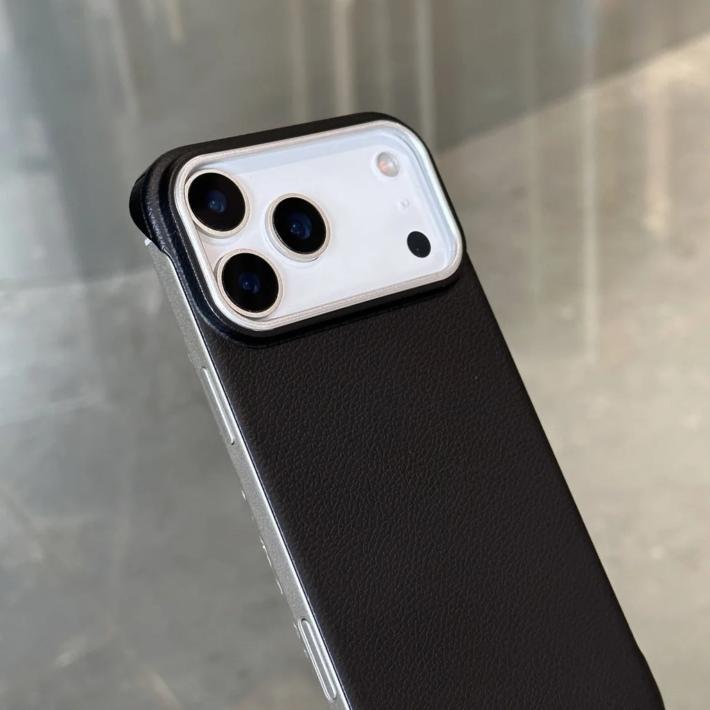 Luxury Ultra Thin Frameless Leather Texture Phone Cases For iPhone 17 Air 16 15 14 Pro Max Business Solid Color Shockproof Cover