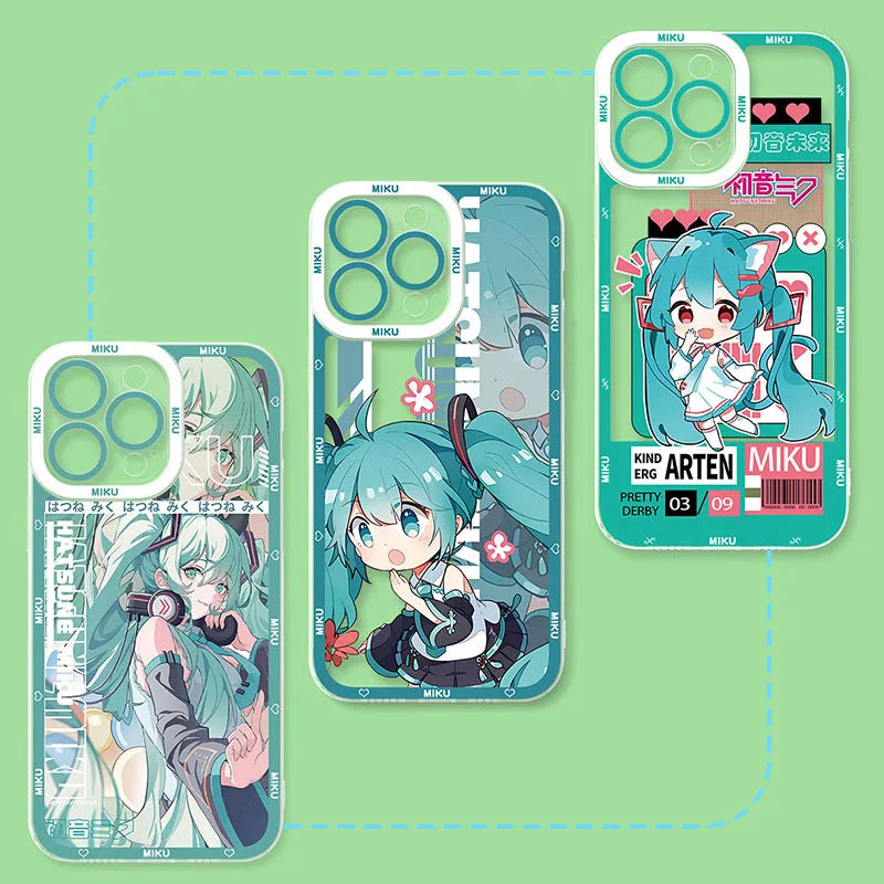 Lovely H-Hatsunes Kawaii M-Miku Phone Case For iPhone 17 Air 15 14 13 12 11 Pro Max 16 15 14 Plus Shockproof Soft Silicone Cover