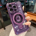 Luxury Plating Magnetic Bracket for Magsafe Clear Case for iPhone 17 16 15 Pro Max 11 12 13 14 Holder Stand Shockproof Cover