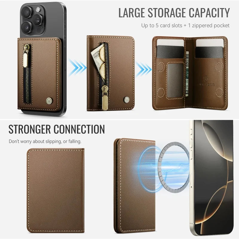Luxury Magnetic Leather Zipper Wallet Card Phone Case For iPhone 17E 17 Pro Max Air 16 15 14 13 12 Flip Holder Bag Cover Coque